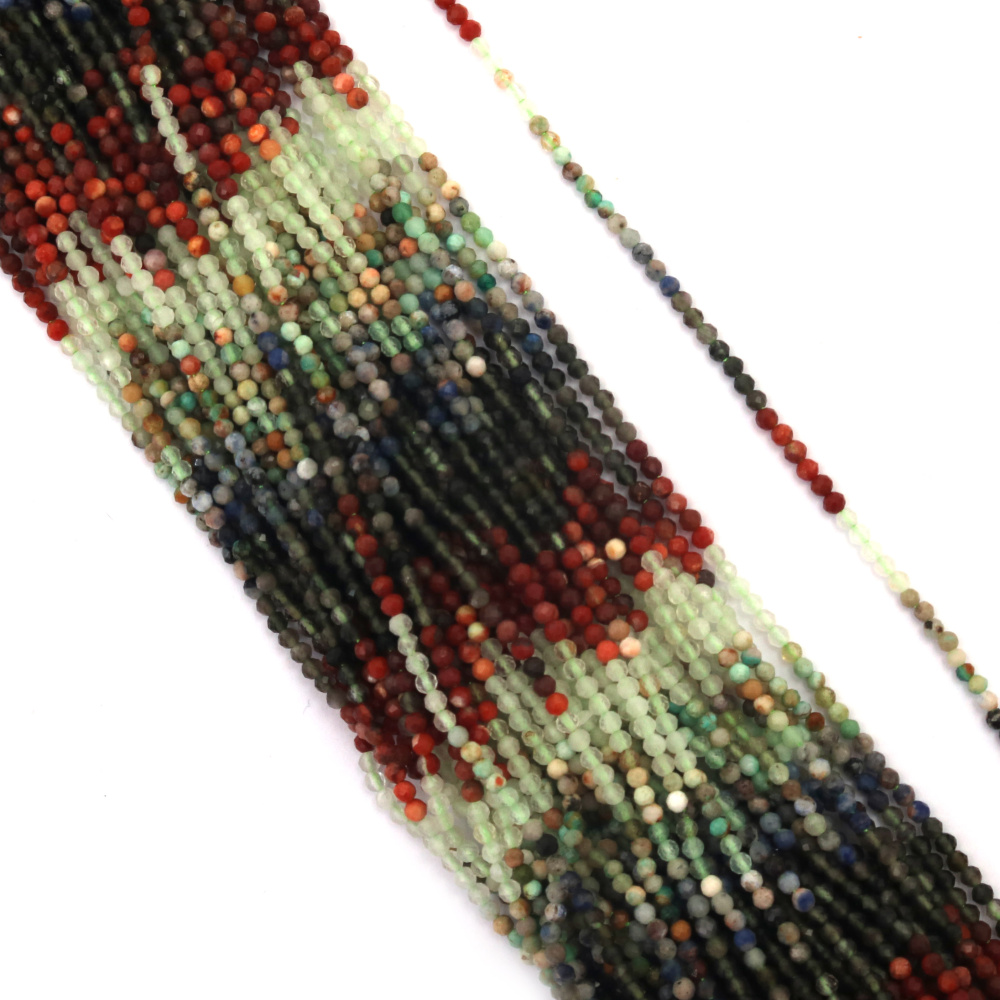 String of Semi-Precious Stone Beads / FOREST PATH Palette /  Faceted Ball: 2~2.5 mm ~ 177 pieces