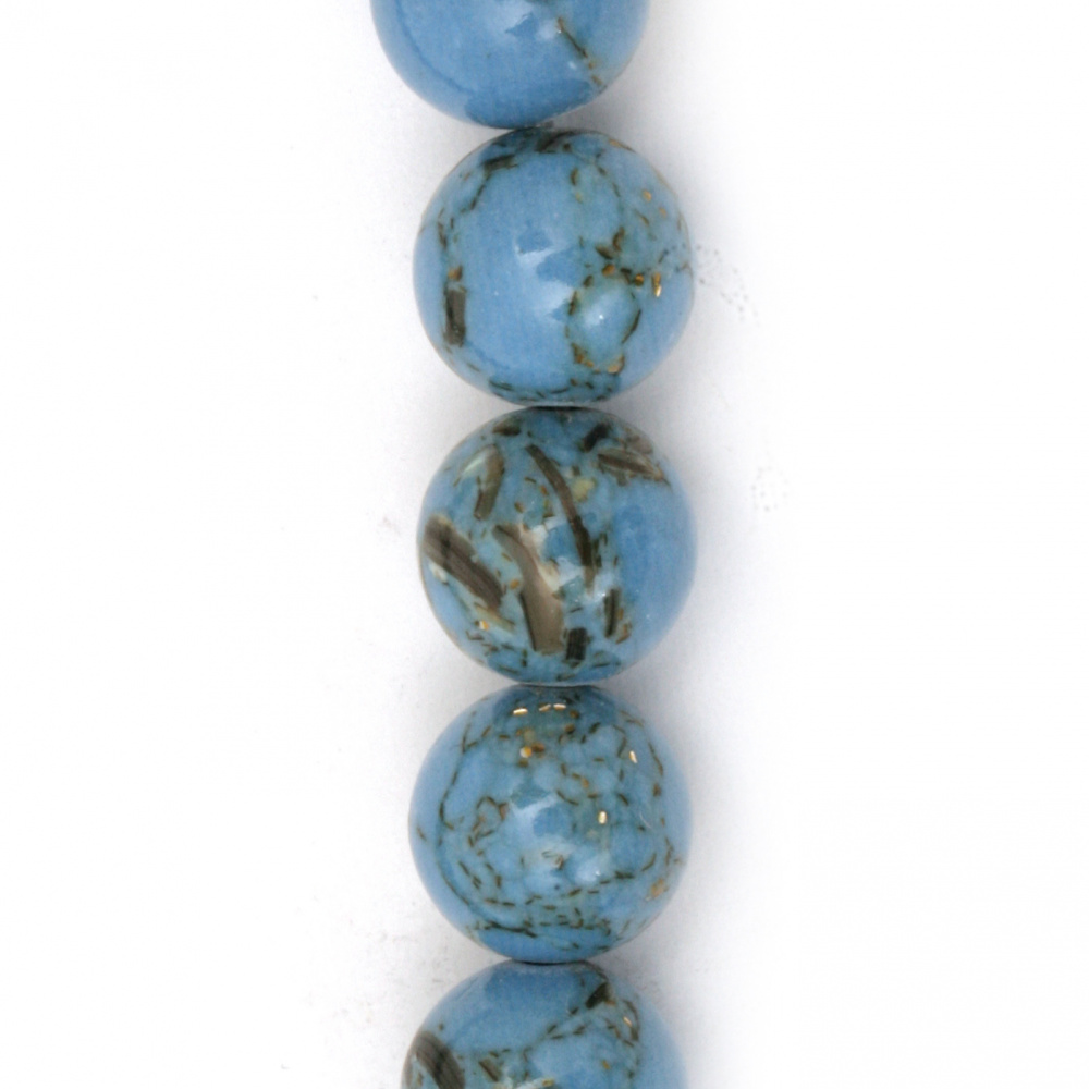 String Semi-precious Stone Beads / REGALITE Imitation, Blue, Ball:10 mm ~ 40 pieces