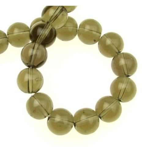 String Smokey Quartz beads  - natural stone imitation, ball shaped 10 mm ~38 pieces
