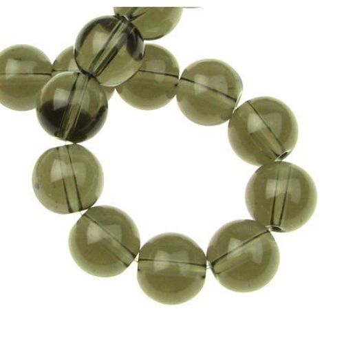 String Smokey Quartz beads  -natural stone imitation, ball shaped 12 mm ~33 pieces