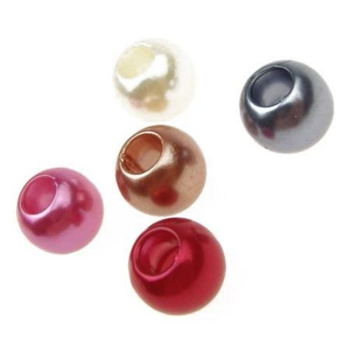 Acrylic beads 10x12 mm hole 5 mm colored ball - 5 pieces
