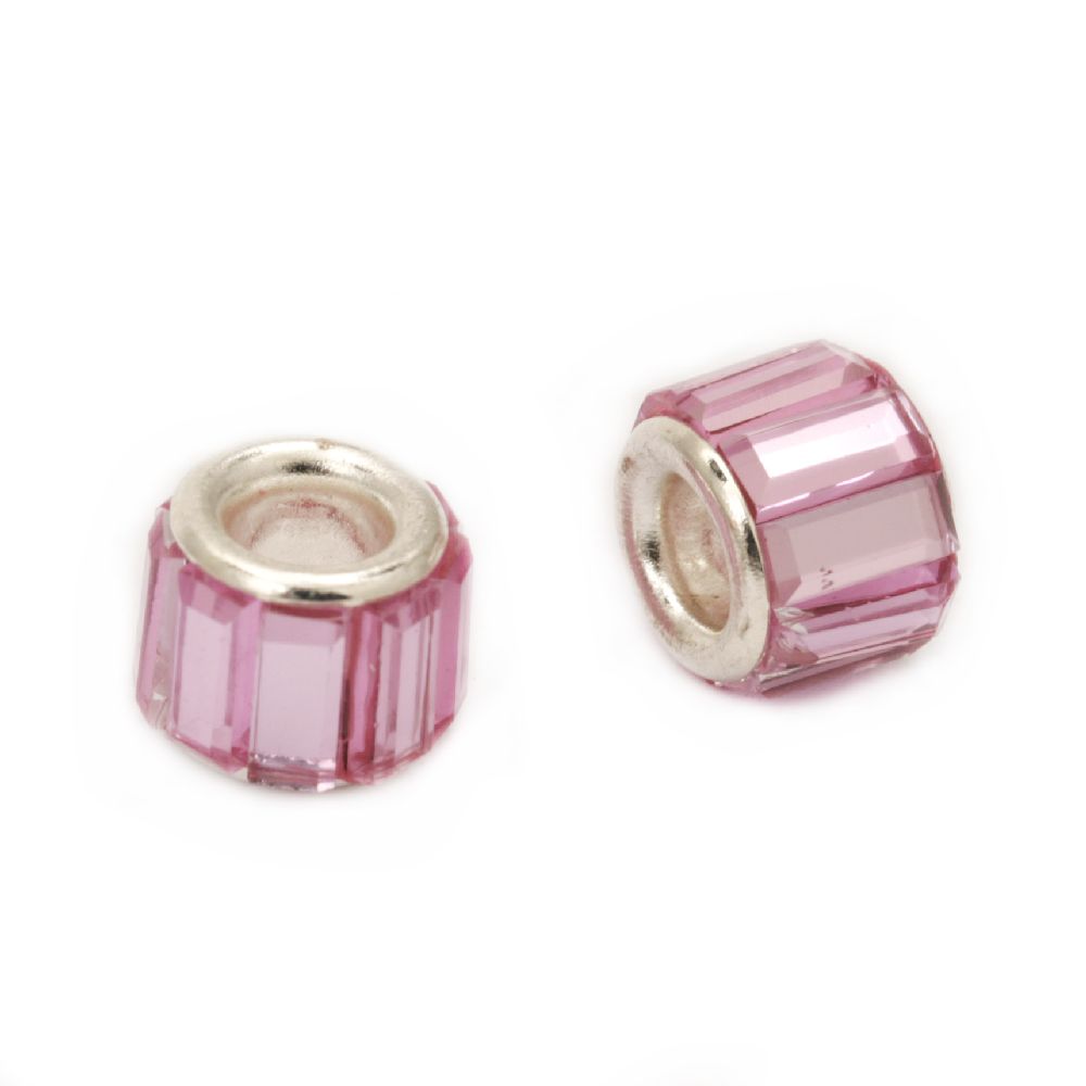Art glass bead for jewelry making 11x9 mm hole 5 mm pink