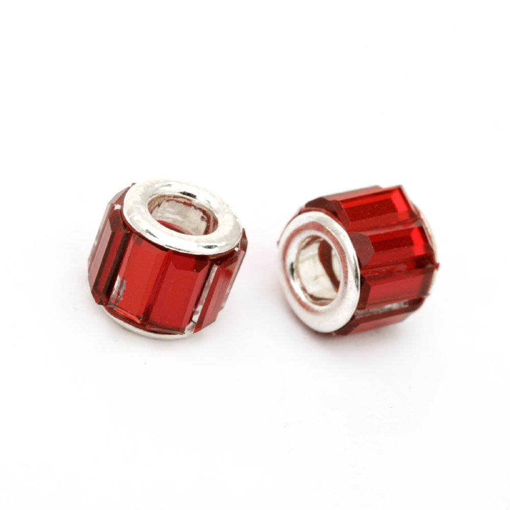 Art glass bead 11x9 mm hole 5 mm painted red