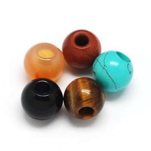 Natural Assorted Gemstone Round Beads 16x15 hole 6 mm