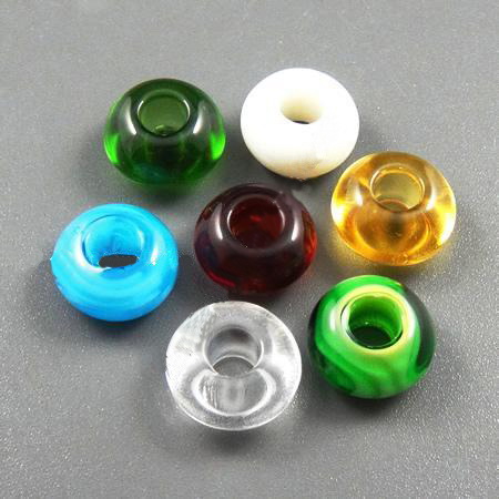 Art glass round beads, fits Pandora style bracelets 14x8.5 mm hole 5 mm