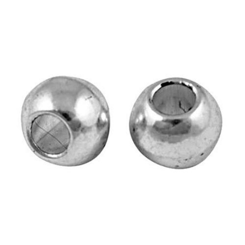 Art metal ball bead 8x10x10 mm hole 4.5 mm color old silver