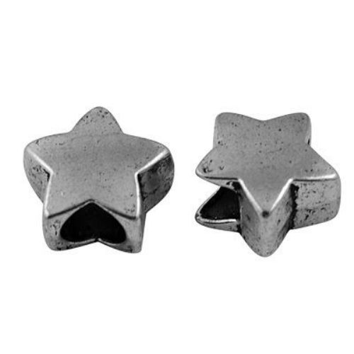 Metal star bead for handmade for arts & crafts or jewelry making projects 12 mm hole 5 mm - 5 pieces