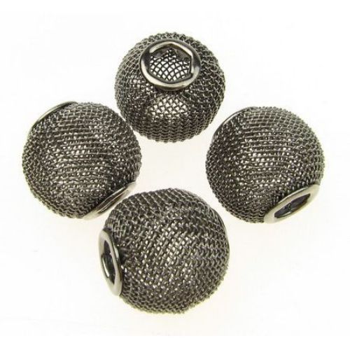 Bead art metal mesh, fits pandora style bangles 16x14 mm hole 5 mm graphite