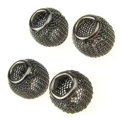 Margele ART mesh metalic 12x10 mm gaură 5 mm grafit