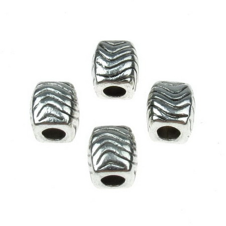 Art cylinder form bead 10x9 mm hole 4.5 mm metallic color old silver