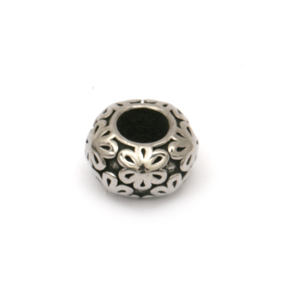 Margele ART oțel inoxidabil 304 oval 11,5x6,5 mm gaură 5 mm culoare argintiu