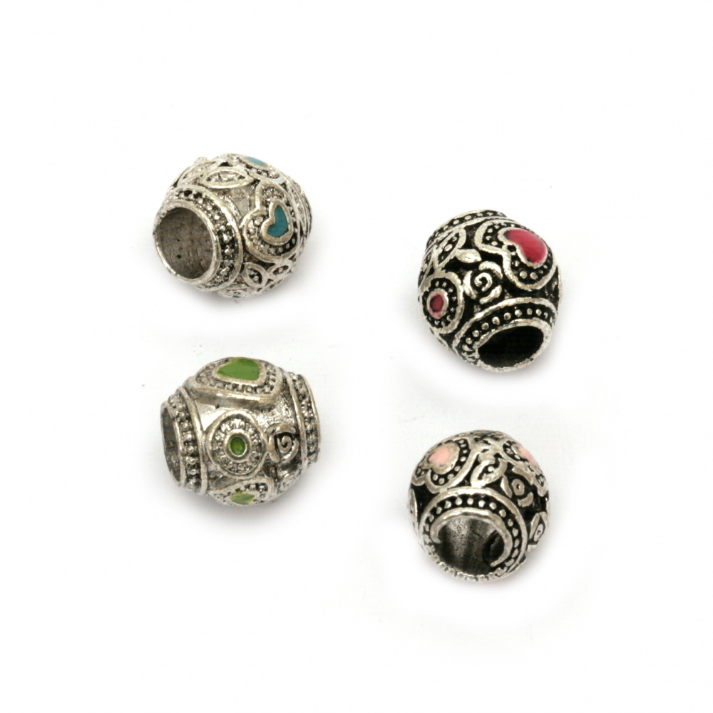 ASSORTED Painted Metal ART Beads, 10x10 mm, Hole: 4.5 mm