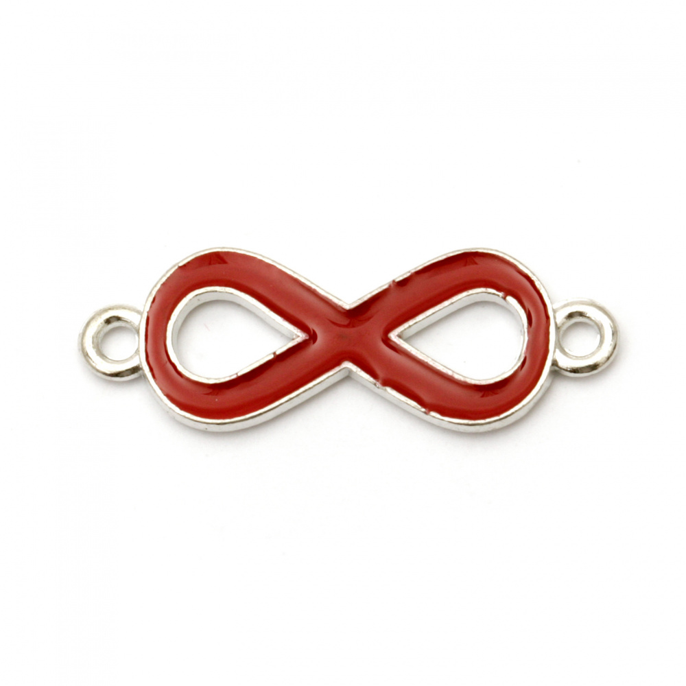 Connecting element,  metal infinity sign 19.5x10x2 mm hole 1.5 mm red - 2 pieces