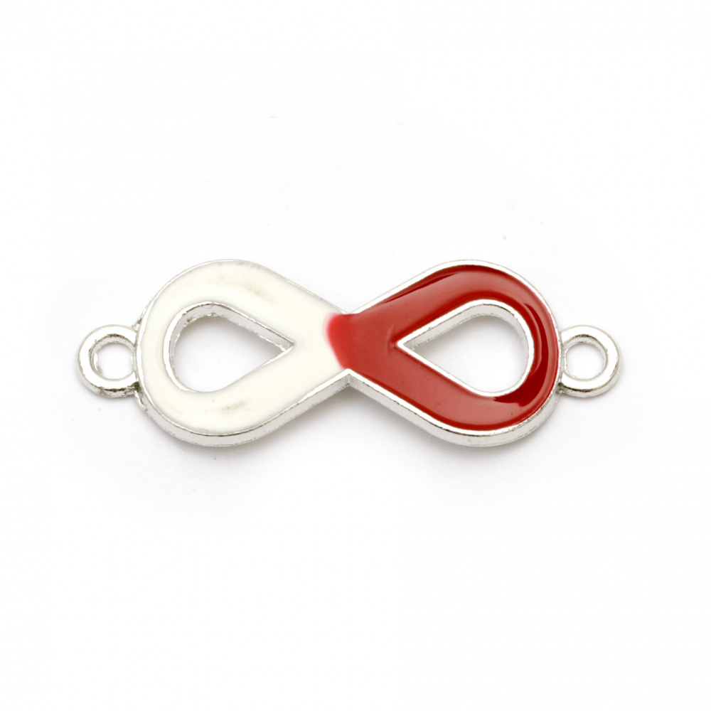 Two color connecting element, metal infinity sign 40x15x2.5 mm hole 3 mm silver liner - 2 pieces