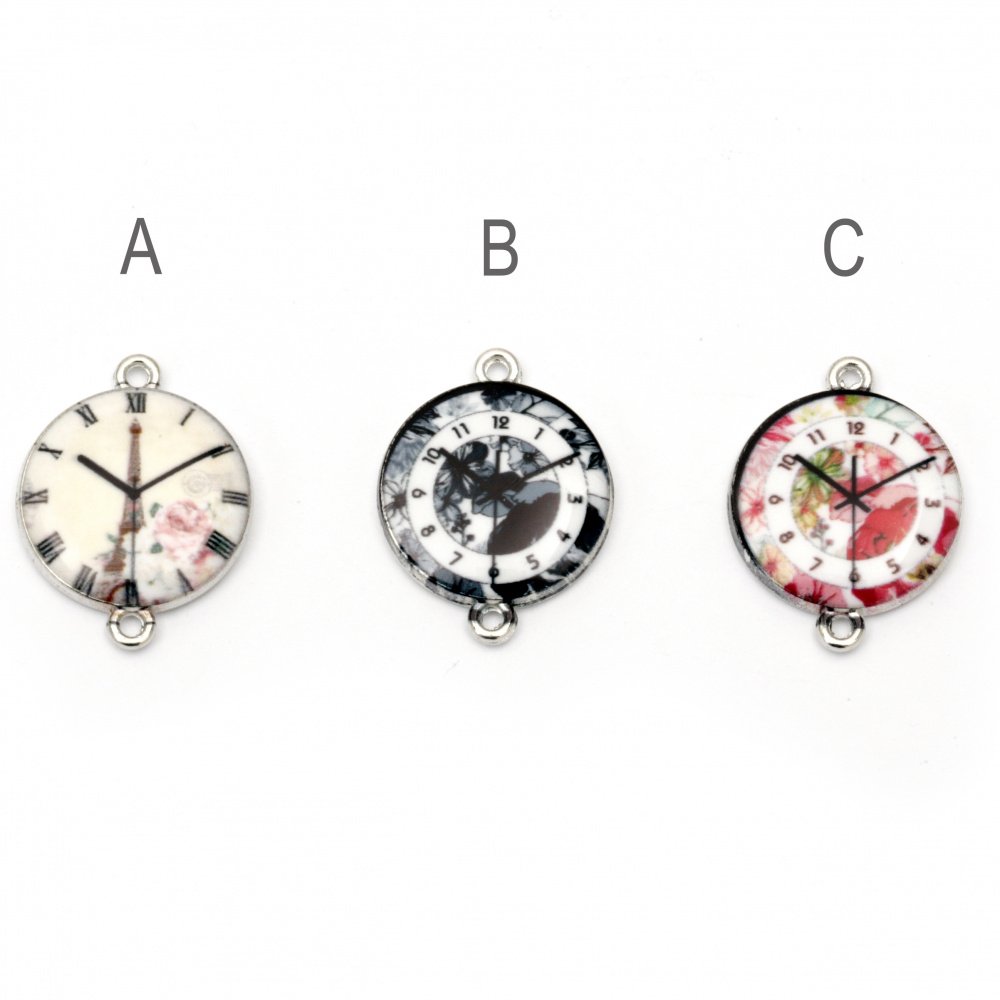 Connecting element metal colored clock 24x18x4 mm hole 1.5 mm color silver - 2 pieces