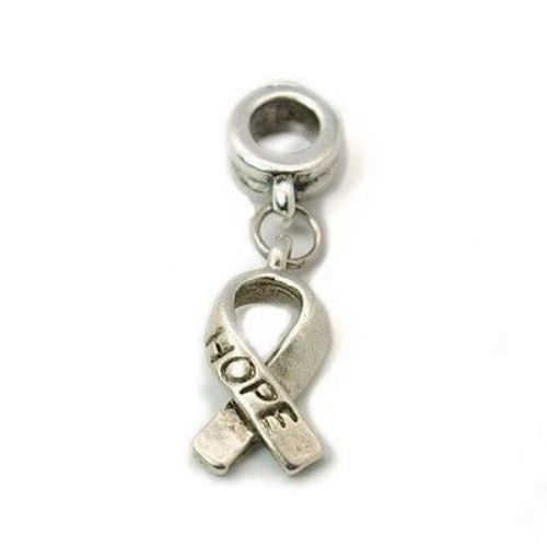 Metal Pendant Pandora Тype / HOPE, Jewelry Making Accessory, 30 mm, Hole: 5 mm, Silver Color