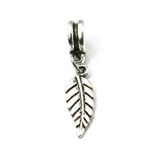 Metal art jewellery charm - leaf 30 mm
