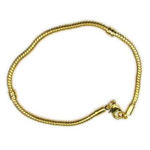 Metal bracelet type Pandora - base 180x3 mm color gold