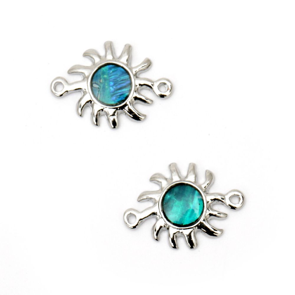 Свързващ елемент метал със седеф слънце 20x14x2 мм дупка 1 мм -5 броя