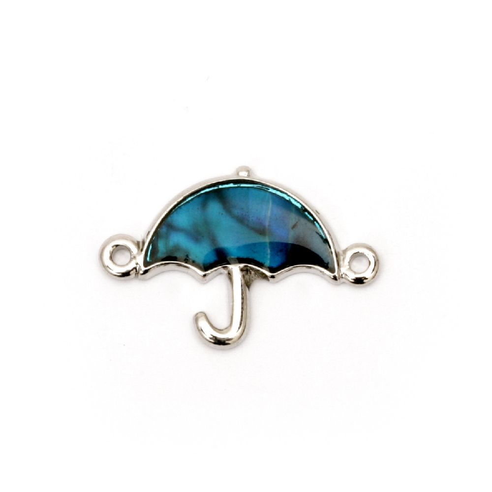 Metal Link Element with Mother-of-pearl / Umbrella, 25x16x2 mm, Hole: 1.5 mm - 5 pieces