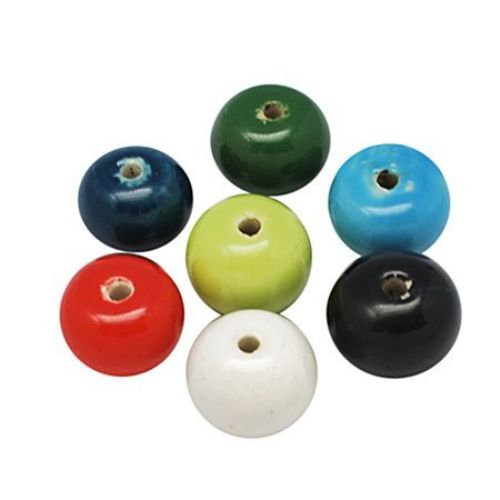 Porcelain Beads, Round, Colorful, 16x10mm, hole 2mm,  5 pcs