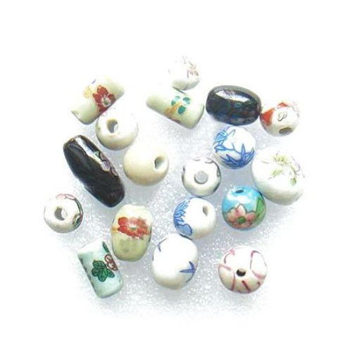 Perle de porțelan 24 ~ 10 mm gaură 3 mm ASORTE -10 bucăți