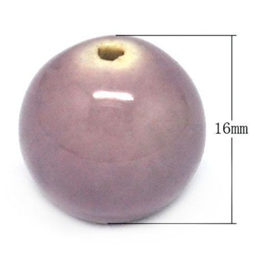 Bila de porțelan 16 mm gaură 2 mm violet -4 bucăți