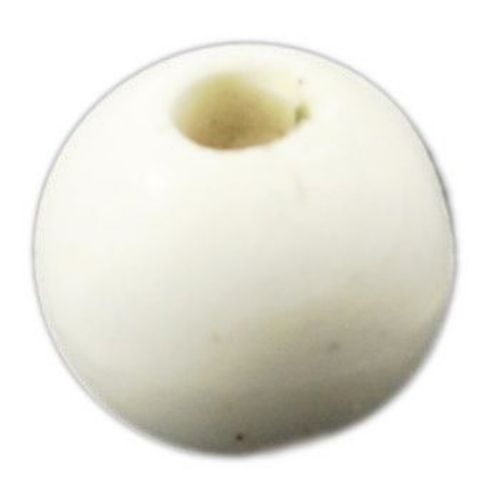 Στρόγγυλη χάντρα πορσελάνη 12 mm τρύπα 2 mm περλέ λευκό -5 τεμάχια