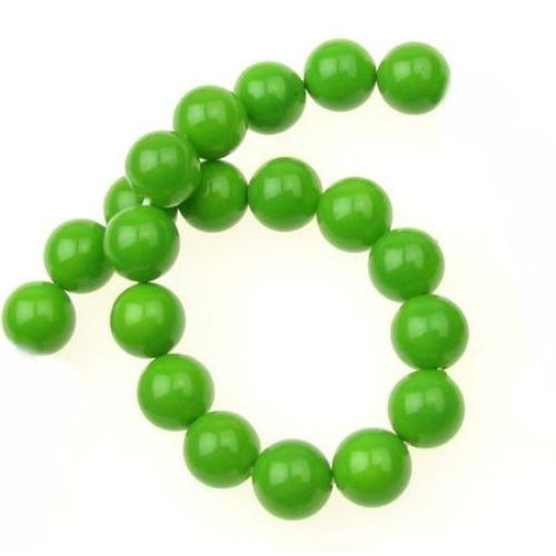 String Glossy Ball-shaped Porcelain Beads for CRAFT Jewelry Art, 8 mm, Green ~ 47 pieces