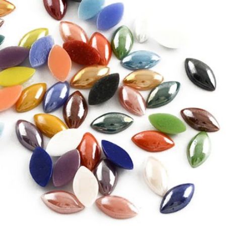 Πέτρες από πορσελάνη  για κόλληση 3x7x1,5 mm χρώμα μιξ -100 τεμάχια