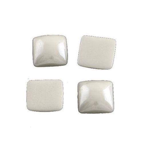 Porcelain beads for gluing square 6x6x3 mm white -50 pieces