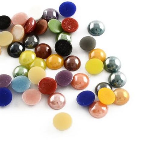Porcelain beads for gluing circle 7x3 mm MIX -100 pieces