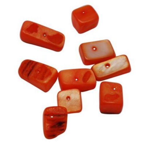 Χάντρες σεντέφι 6 ~ 8x8 ~ 10x7 ~ 10mm τρύπα 2mm πορτοκαλί -50 γραμμάρια ~ 64 τεμάχια