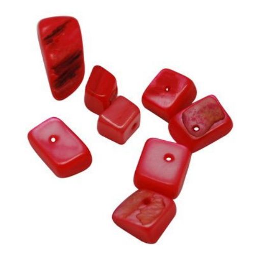 Χάντρες σεντέφι 6 ~ 8x8 ~ 10x7 ~ 10 mm τρύπα 2 mm κόκκινο -50 γραμμάρια ~ 64 τεμάχια