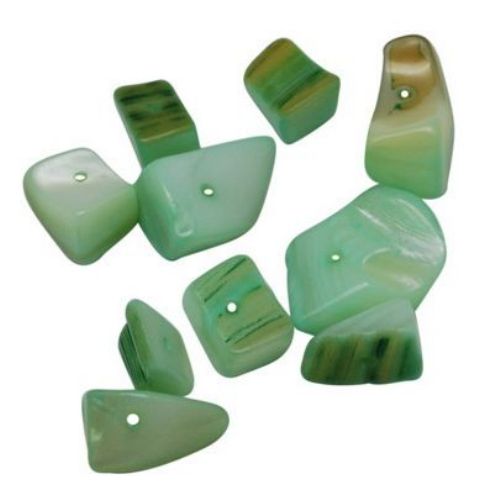 Bead mother-of-pearl 6 ~ 8x8 ~ 10x7 ~ 10 mm hole 2 mm light green -50 grams ~ 64 pieces