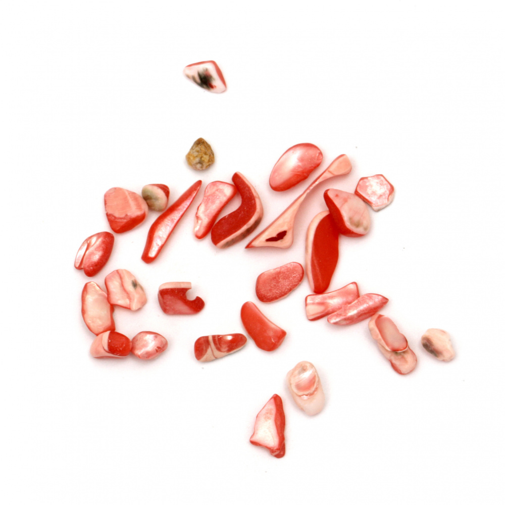Sea Shell Chip Beads, Dyed, Red 2~15x2~10x1~5 mm - 50 grams