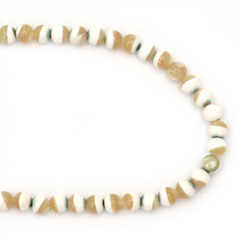 String Mother-of-Pearl Ball-shaped Beads, 6 ± 6.5 mm ~ 63 pieces