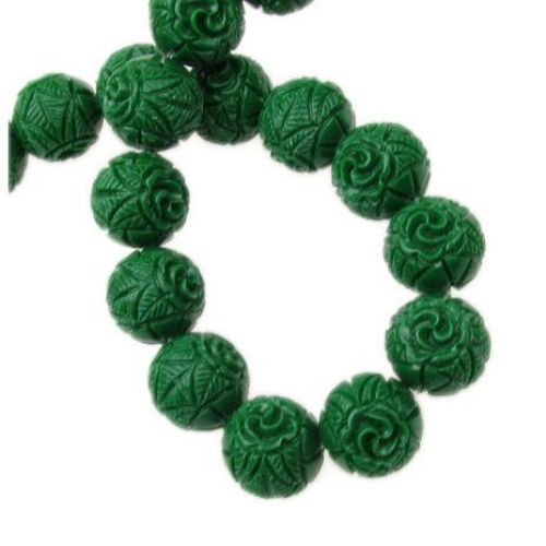 Margele cu coarde Piatră semiprețioasă CORAL Margelă sintetică gravată culoare verde 12mm ~ 30 bucăți