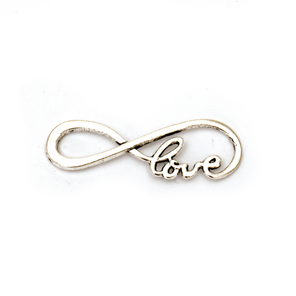Connecting element metal infinity LOVE 39x13x1 mm mm color silver -5 pieces