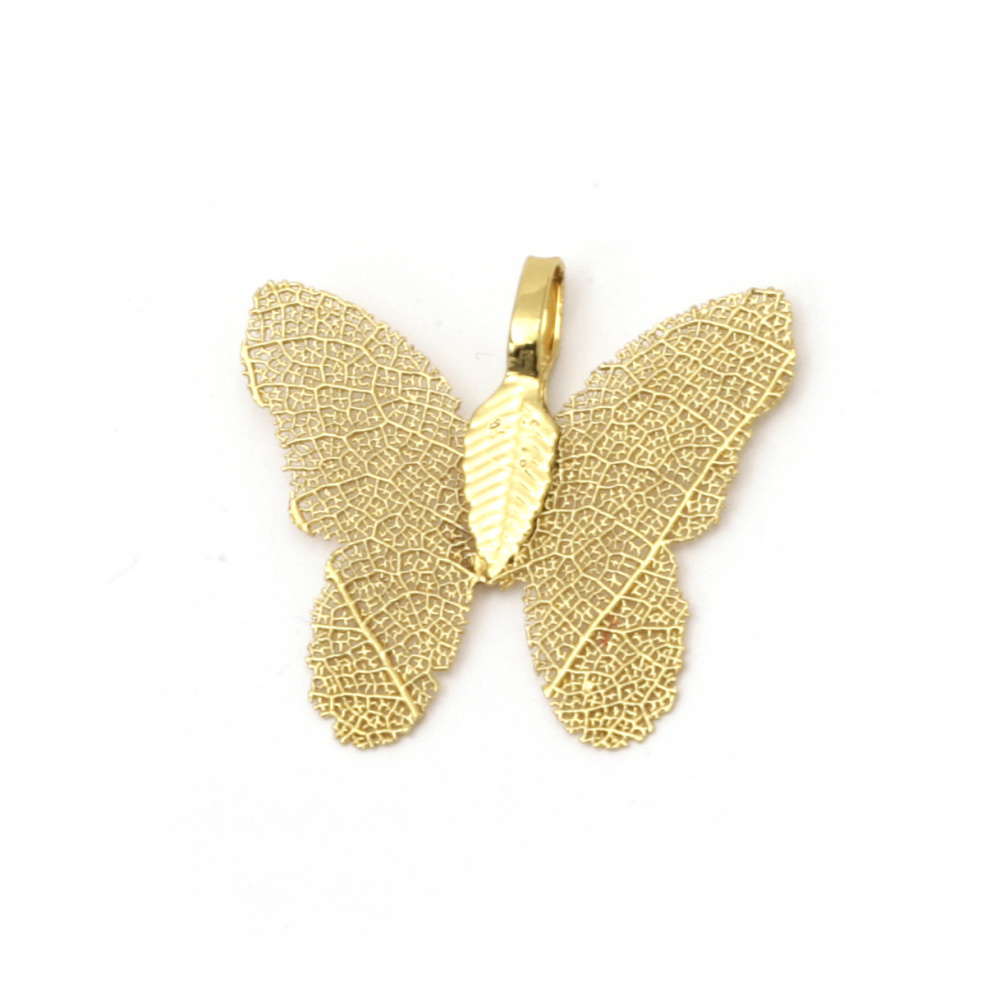 Metal Pendant butterfly 28x31x1 mm hole 4x6 mm color gold