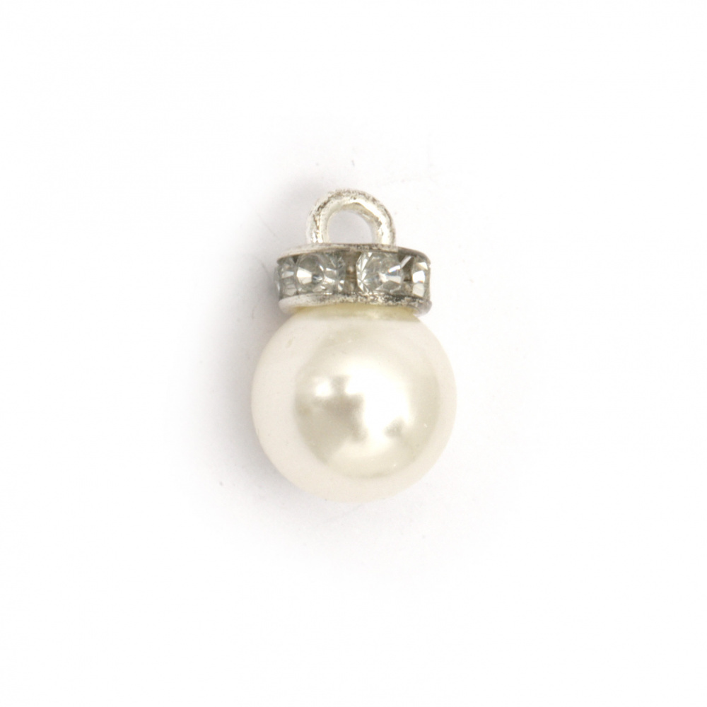 Pearl Pendant with Crystals for HANDMADE Jewelry Accessories, 23x14, Hole: 4 mm -10 pieces