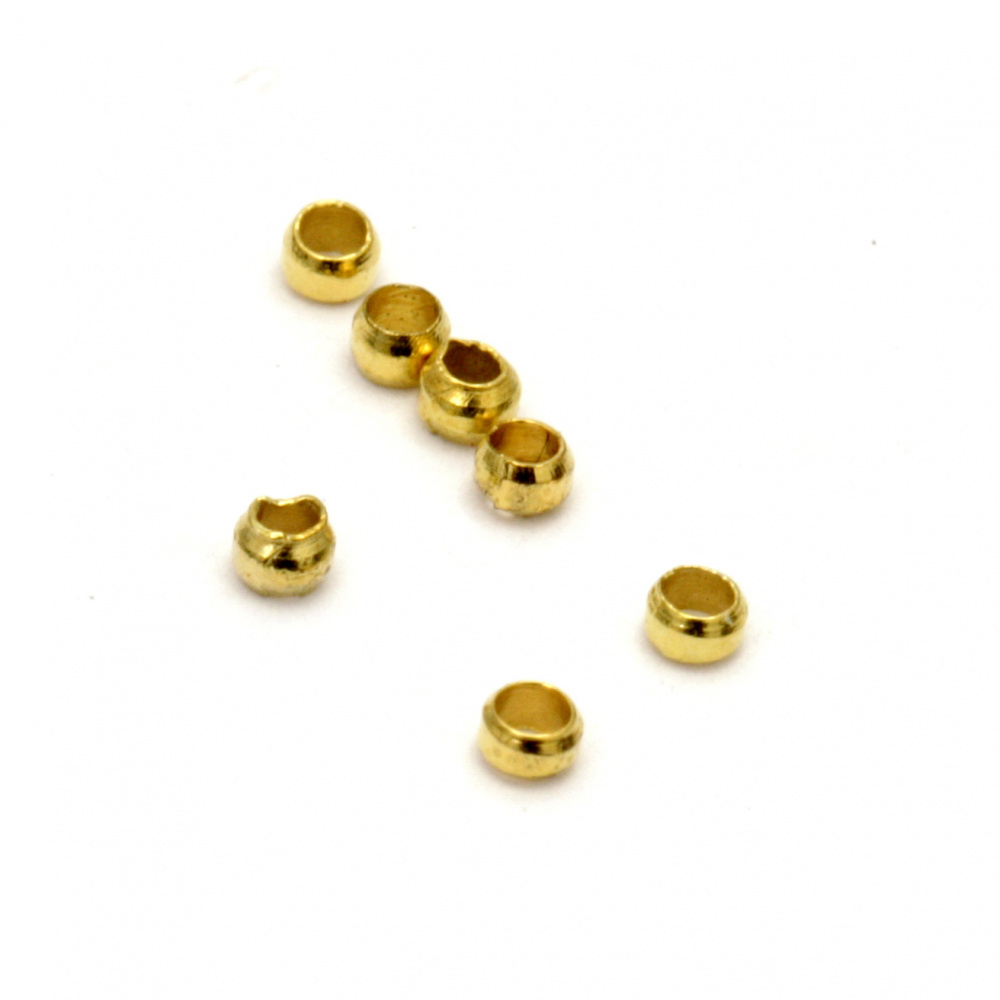 Margele metalica bilă 2x2 mm gaură 1 mm fațetată culoare auriu -200 bucăți