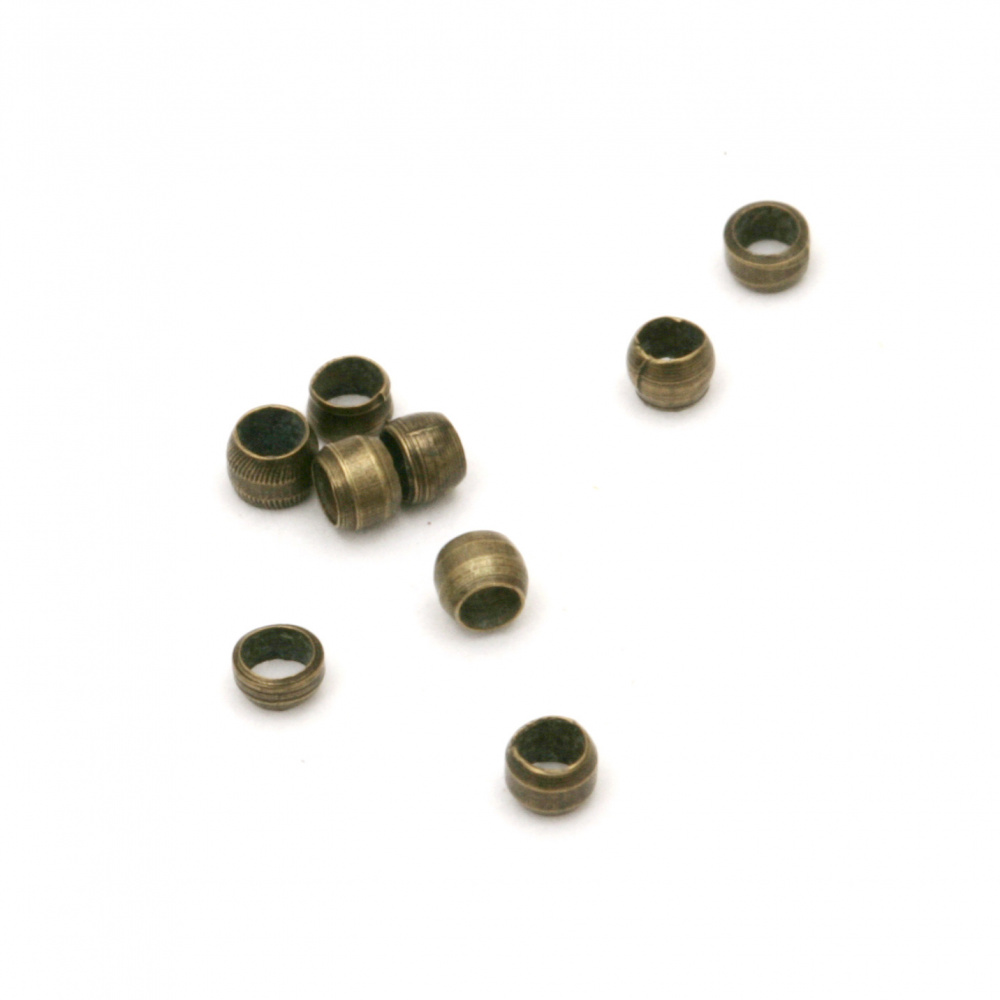 Bead metal ball 2x2 mm hole 1 mm faceted color antique bronze -200 pieces