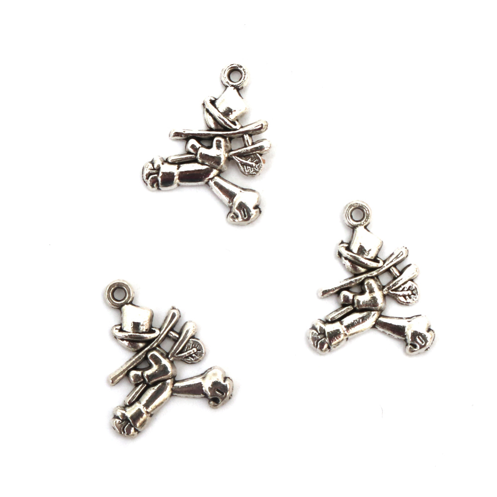 Metal Chimney Sweep Charm /   18x15x2 mm, Hole: 1 mm / Silver - 10 pieces