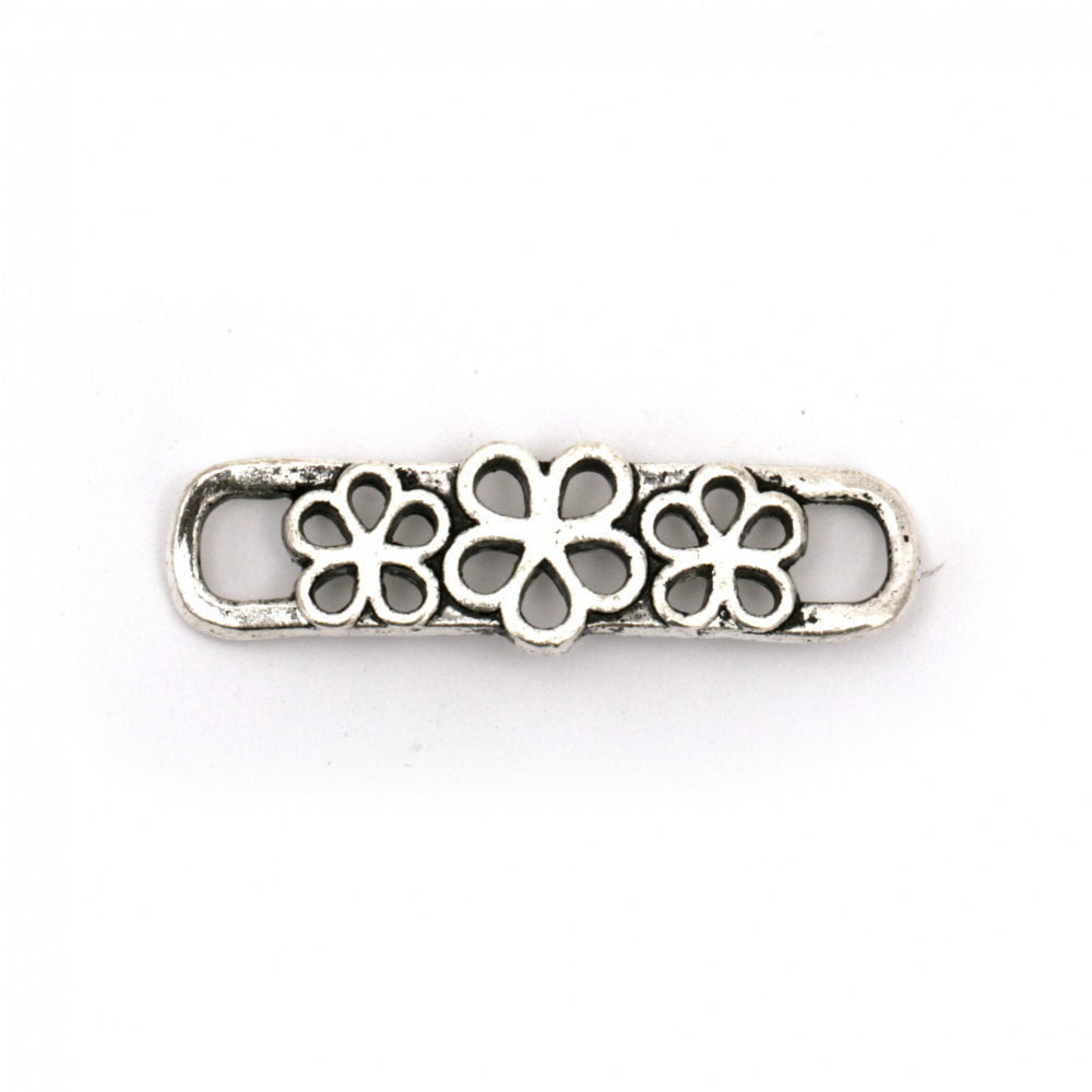 Connecting element metal flowers 47x11x3 mm hole 5 mm color silver -5 pieces