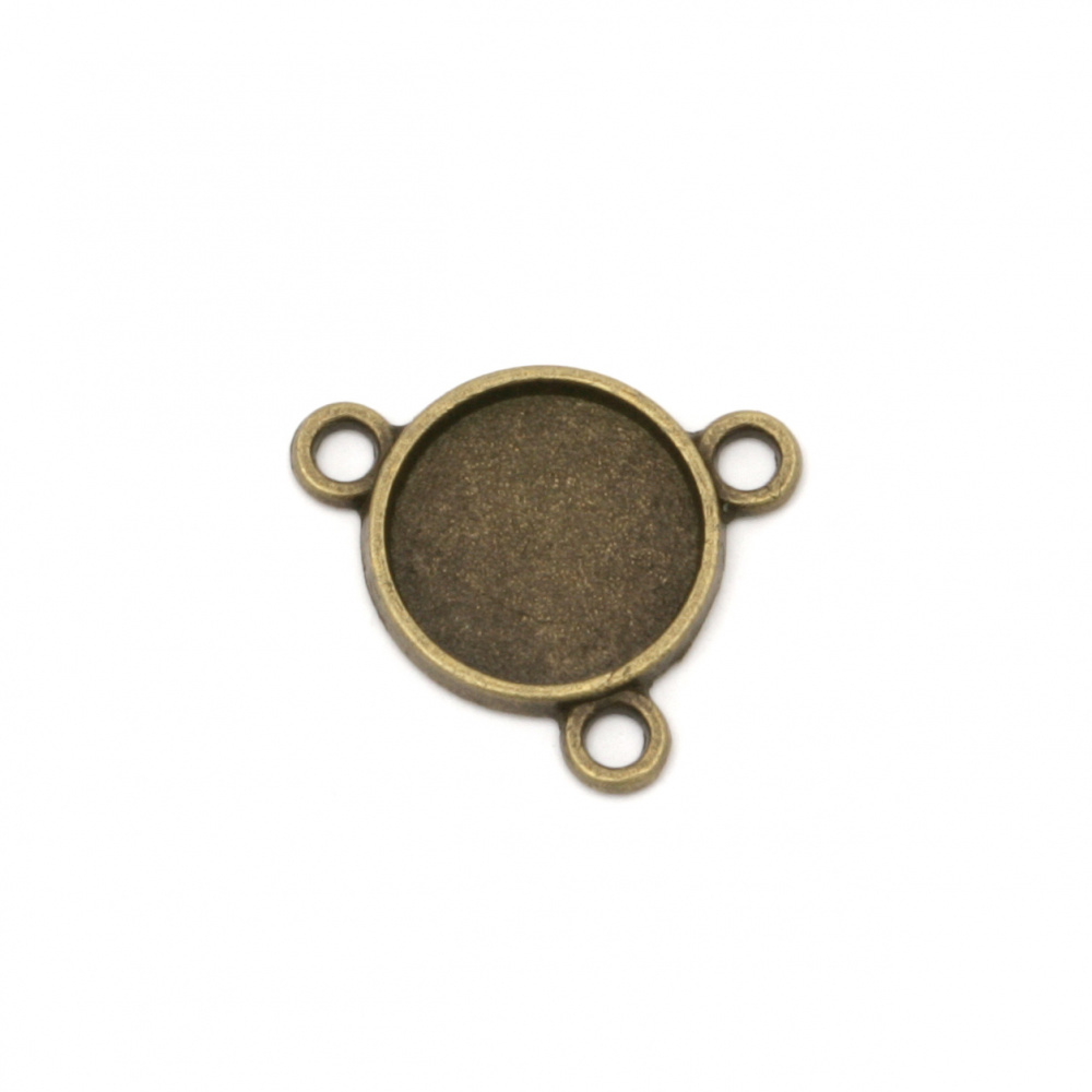 Metal base connecting element 18.5x16.5x2 mm tile 12 mm hole 2 mm color antique bronze -20 pieces