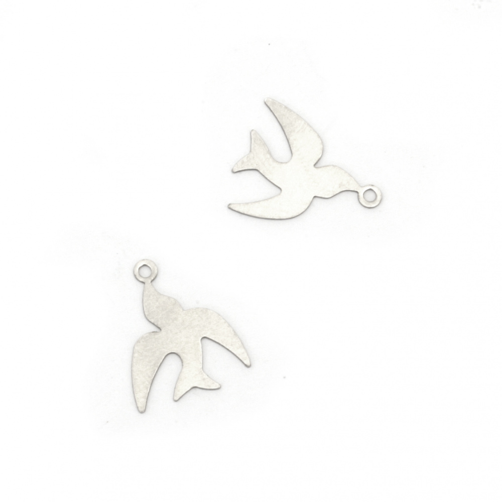 Pendant steel pigeon 14x11.5x0.2 mm hole 1 mm color silver -10 pieces