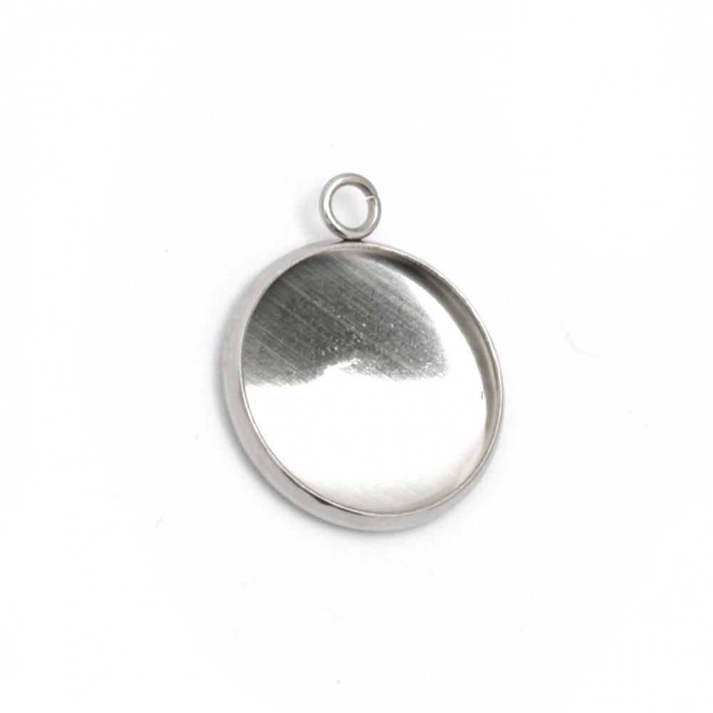 Pendant steel 22x18x2 mm with built-in 16 mm hole 1 mm color silver -2 pieces