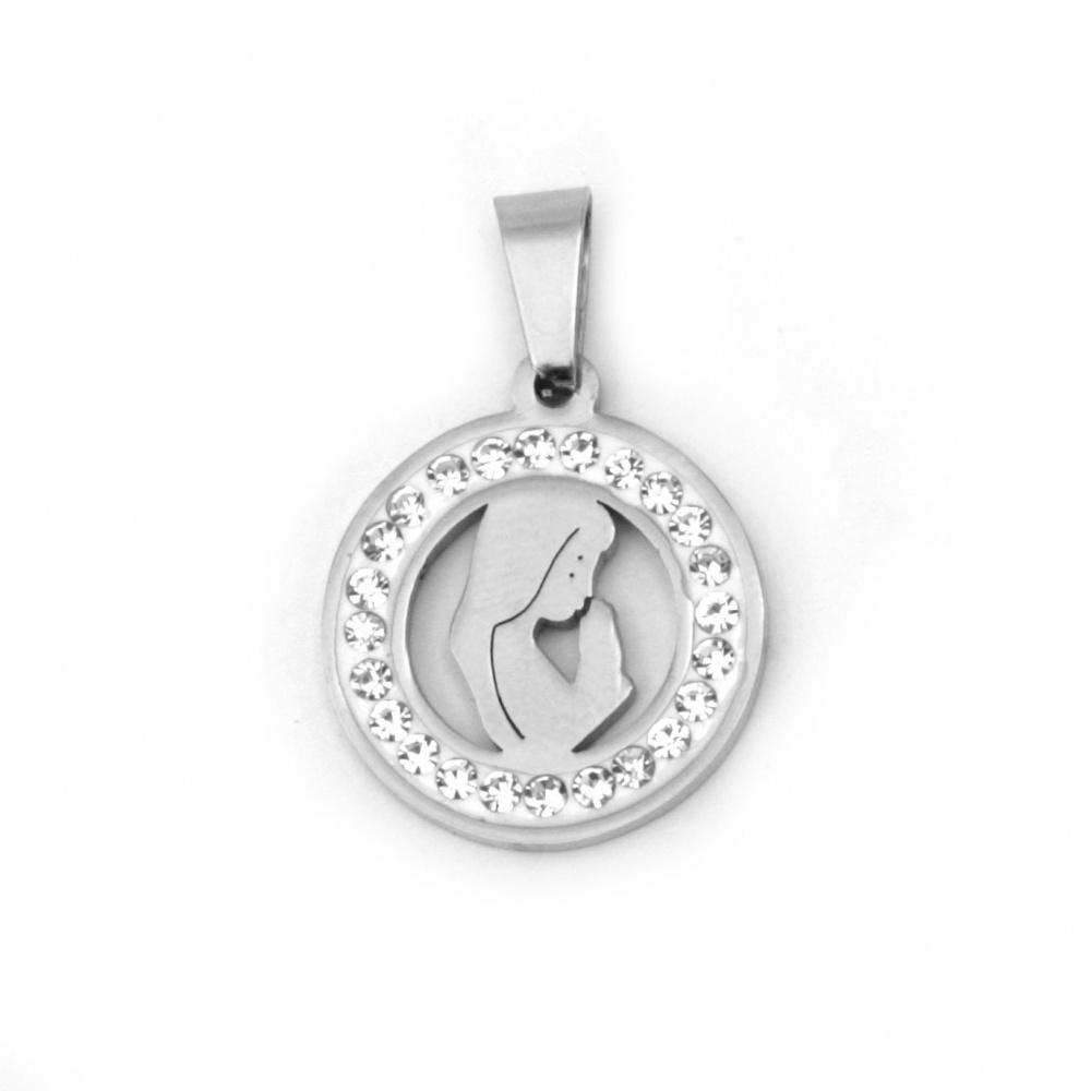 Stainless steel pendant extra quality 27x18x2 mm color silver