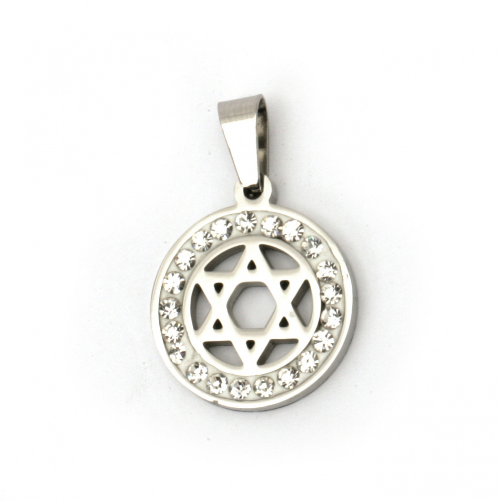 Stainless steel pendant extra quality star 27x18x2 mm color silver